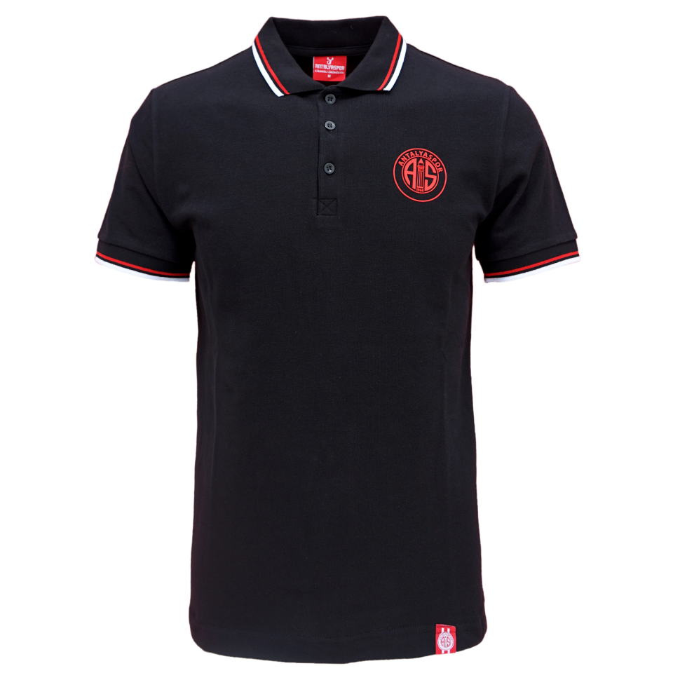ANTALYASPOR YAKA BİYELİ SİYAH SİLİKON LOGO POLO YAKA TSHİRT