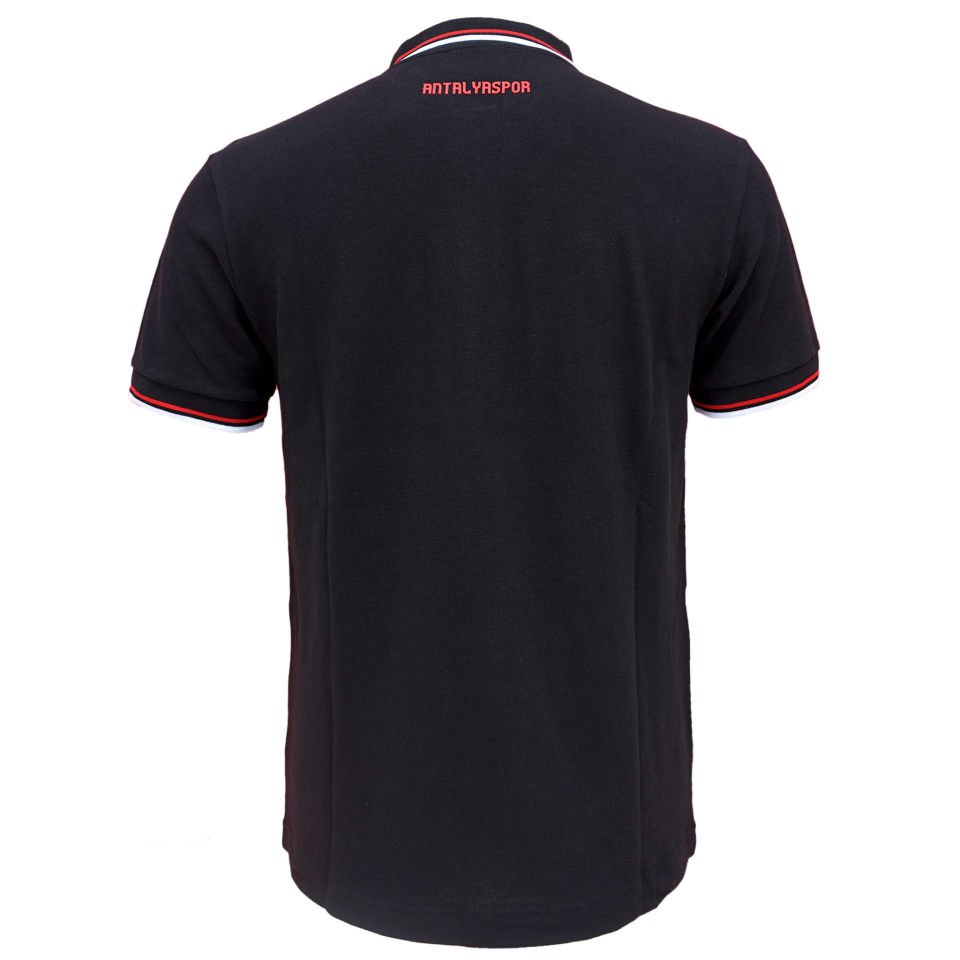 ANTALYASPOR YAKA BİYELİ SİYAH SİLİKON LOGO POLO YAKA TSHİRT