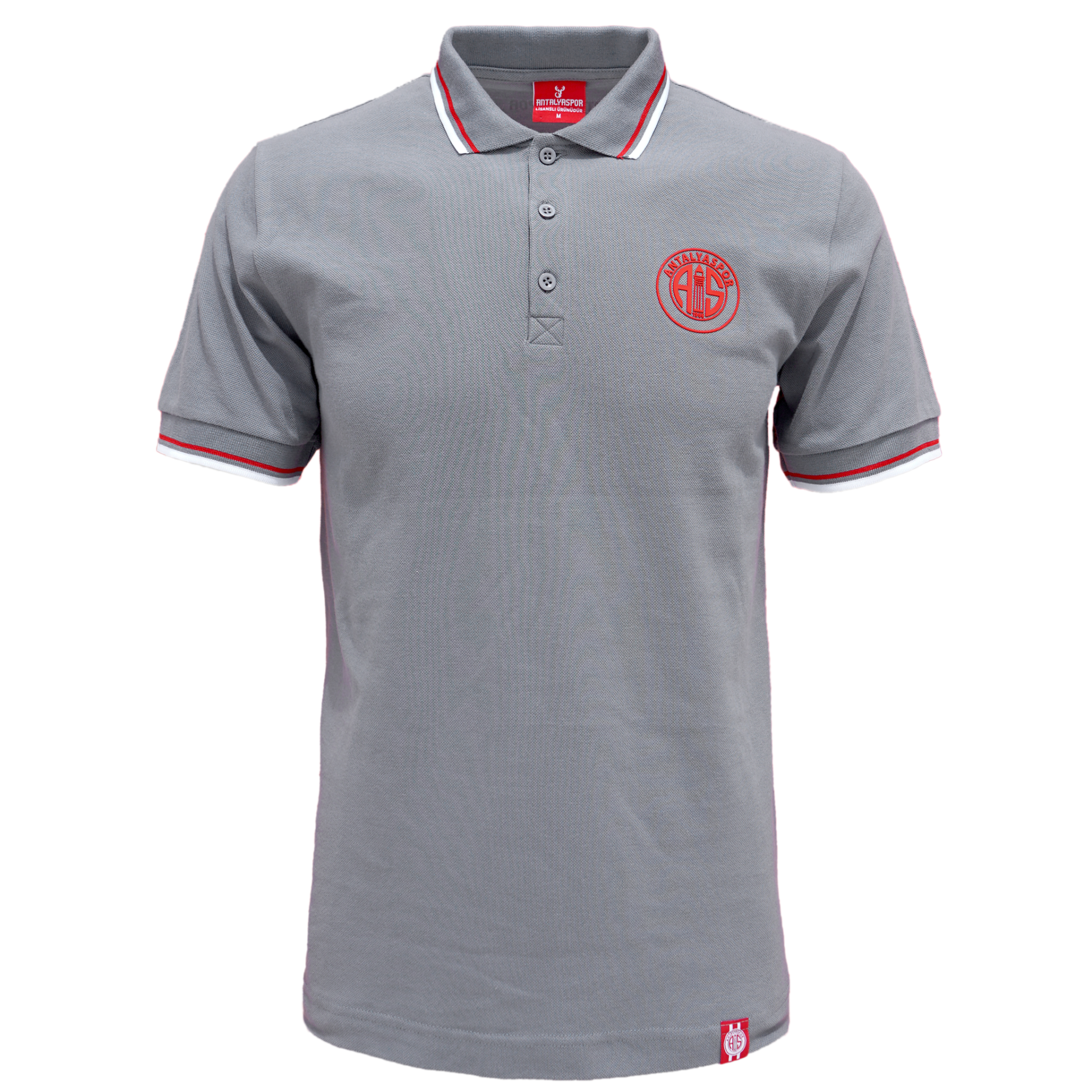 ANTALYASPOR YAKA BİYELİ GRİ SİLİKON LOGO POLO YAKA TSHİRT