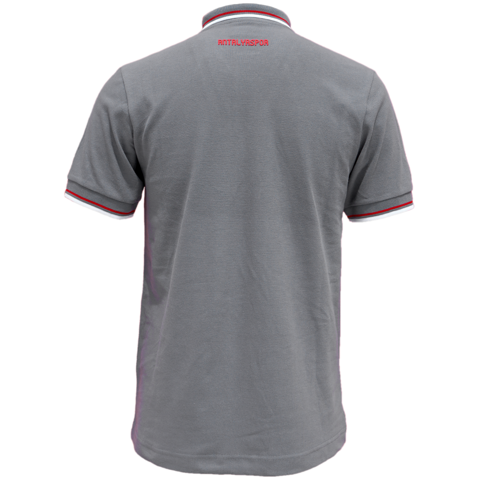 ANTALYASPOR YAKA BİYELİ GRİ SİLİKON LOGO POLO YAKA TSHİRT