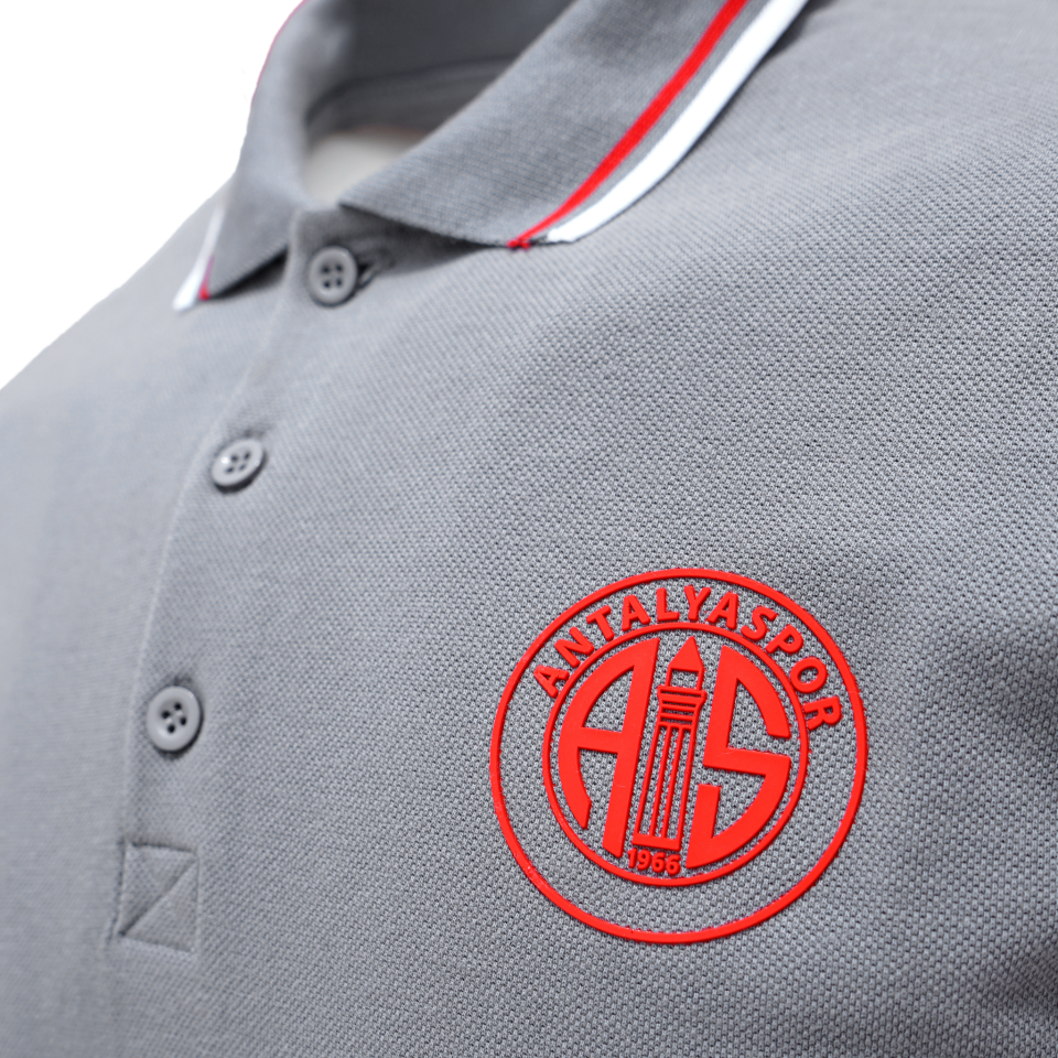 ANTALYASPOR YAKA BİYELİ GRİ SİLİKON LOGO POLO YAKA TSHİRT