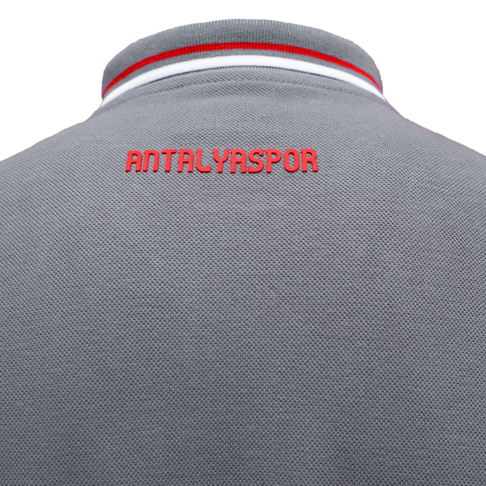 ANTALYASPOR YAKA BİYELİ GRİ SİLİKON LOGO POLO YAKA TSHİRT