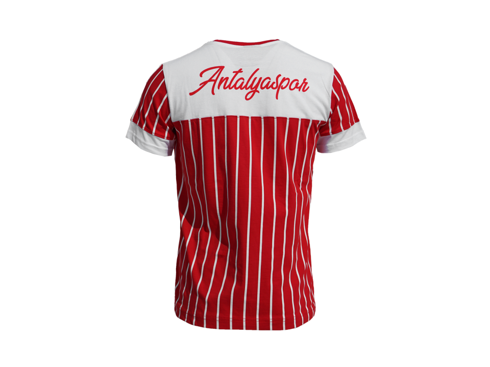 ANTALYASPOR SIRTI YAZILI ÇİZGİLİ   TSHİRT S - KIRMIZI BEYAZ