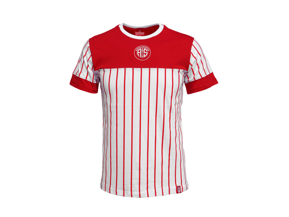 ANTALYASPOR SIRTI YAZILI ÇİZGİLİ   TSHİRT S - BEYAZ KIRMIZI
